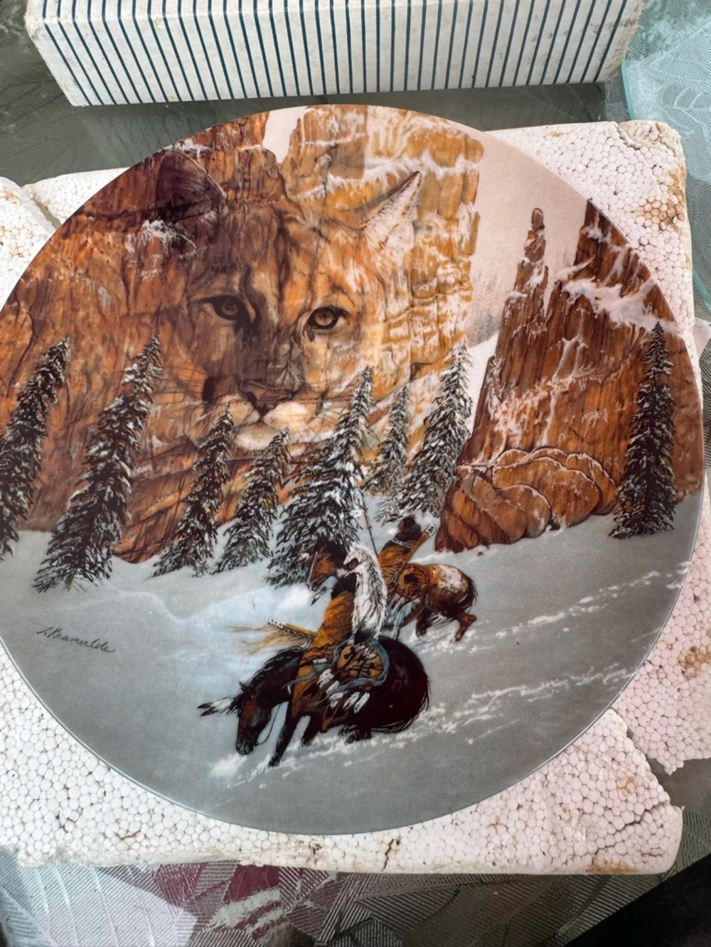 The Bradford Exchange Brown and White Mountain Lion and Cowboy Wall Art